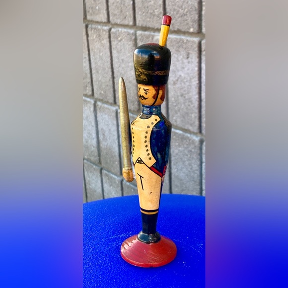 Antique Turned Hand Painted Wooden Armed Decorated Russian Toy Soldier - Picture 2 of 16